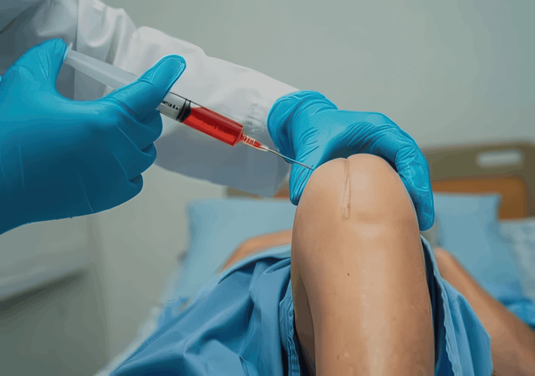 Profissional preparando procedimento de infiltração