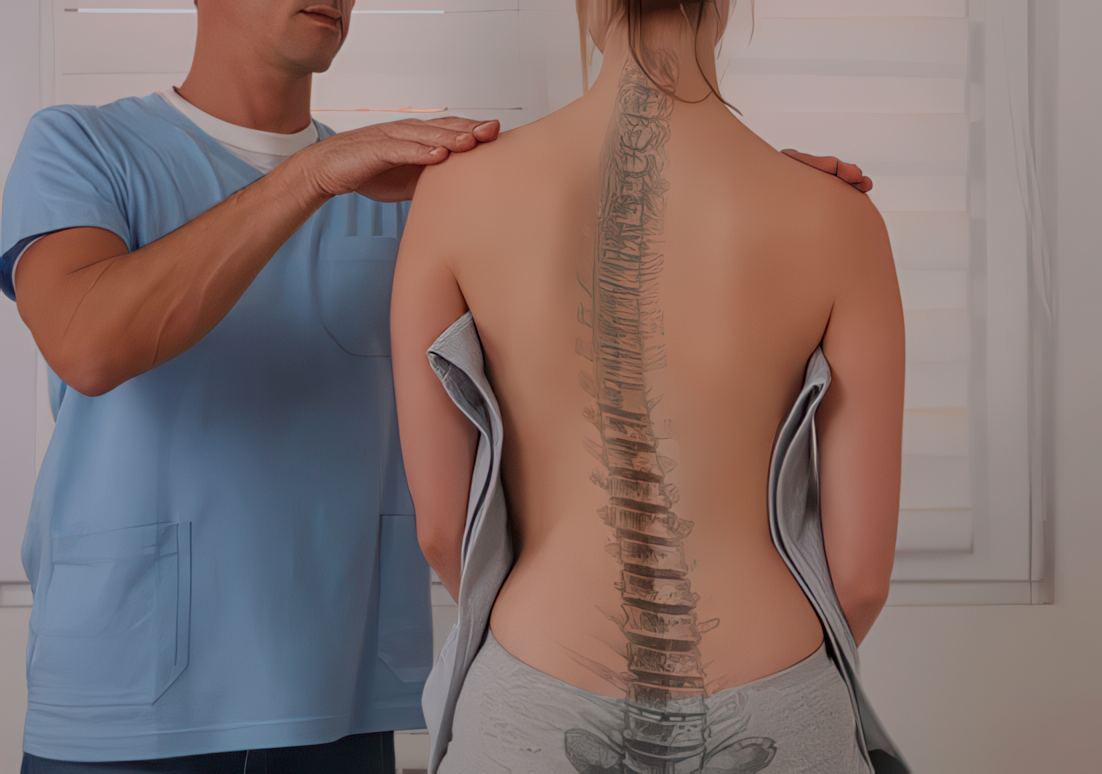 Paciente acompanhado durante alongamento de reeducação postural